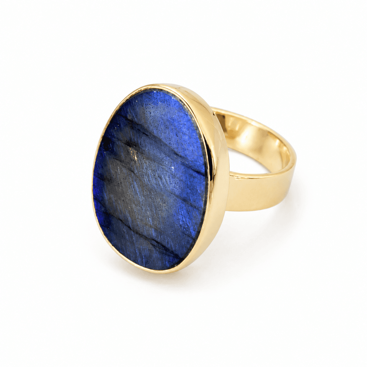 Oval Tombac Brass Ring with Labradorite